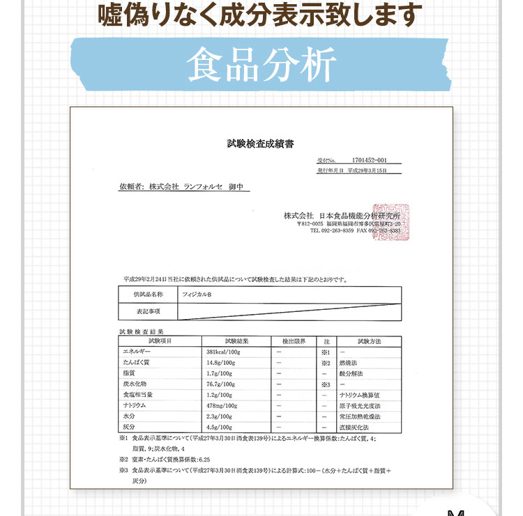 嘘偽りなく成分表示致します